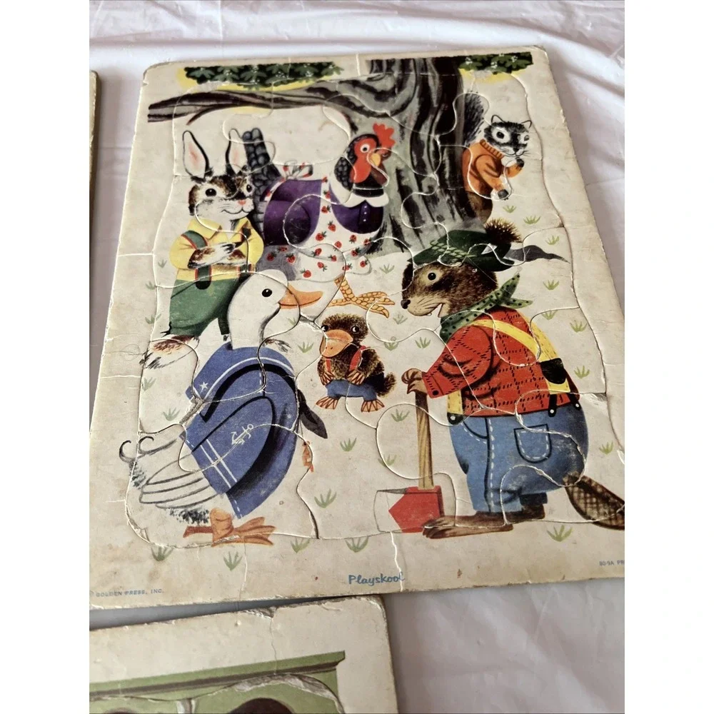 Lot Of 3 Vintage Playskool Frame Tray Puzzles